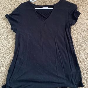 black tee with cute detail